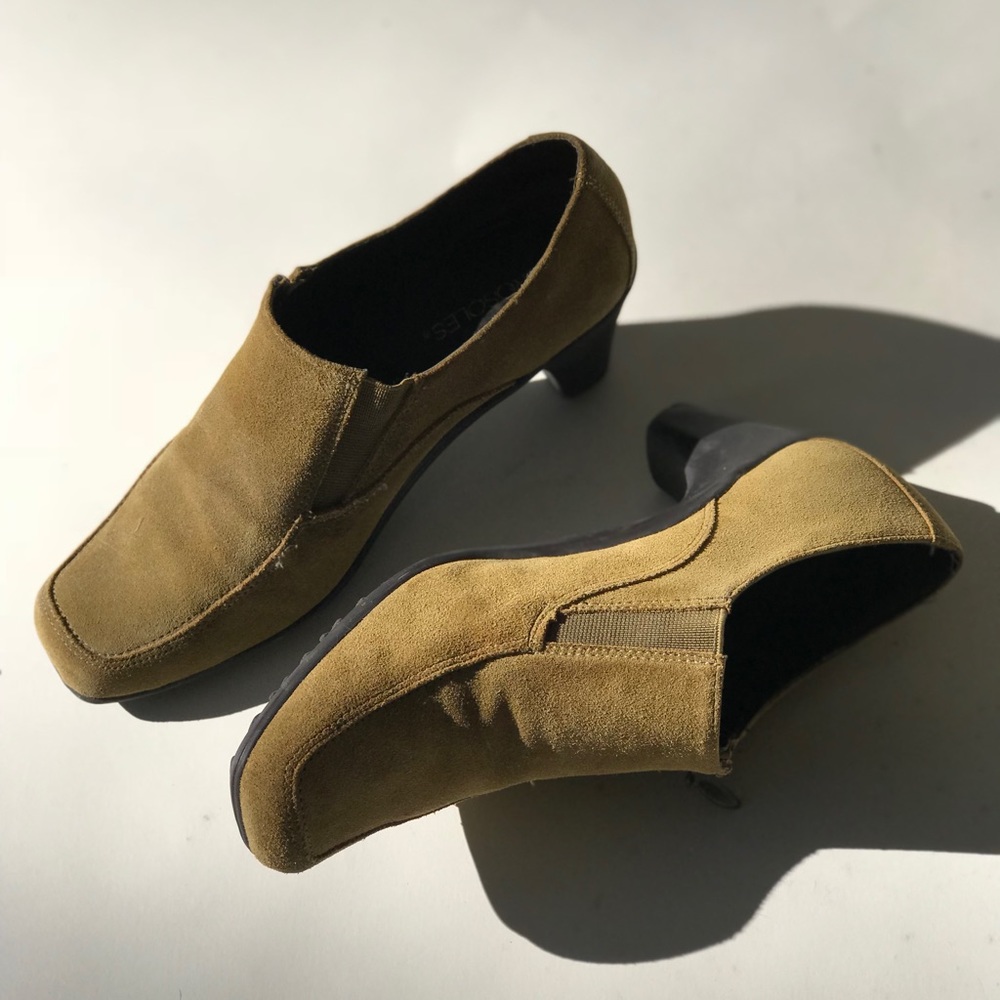 Aerosoles, khaki green, suede bootie heel